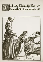 The Lady Elaine the Fair knoweth Sir Launcelot, illustration from 